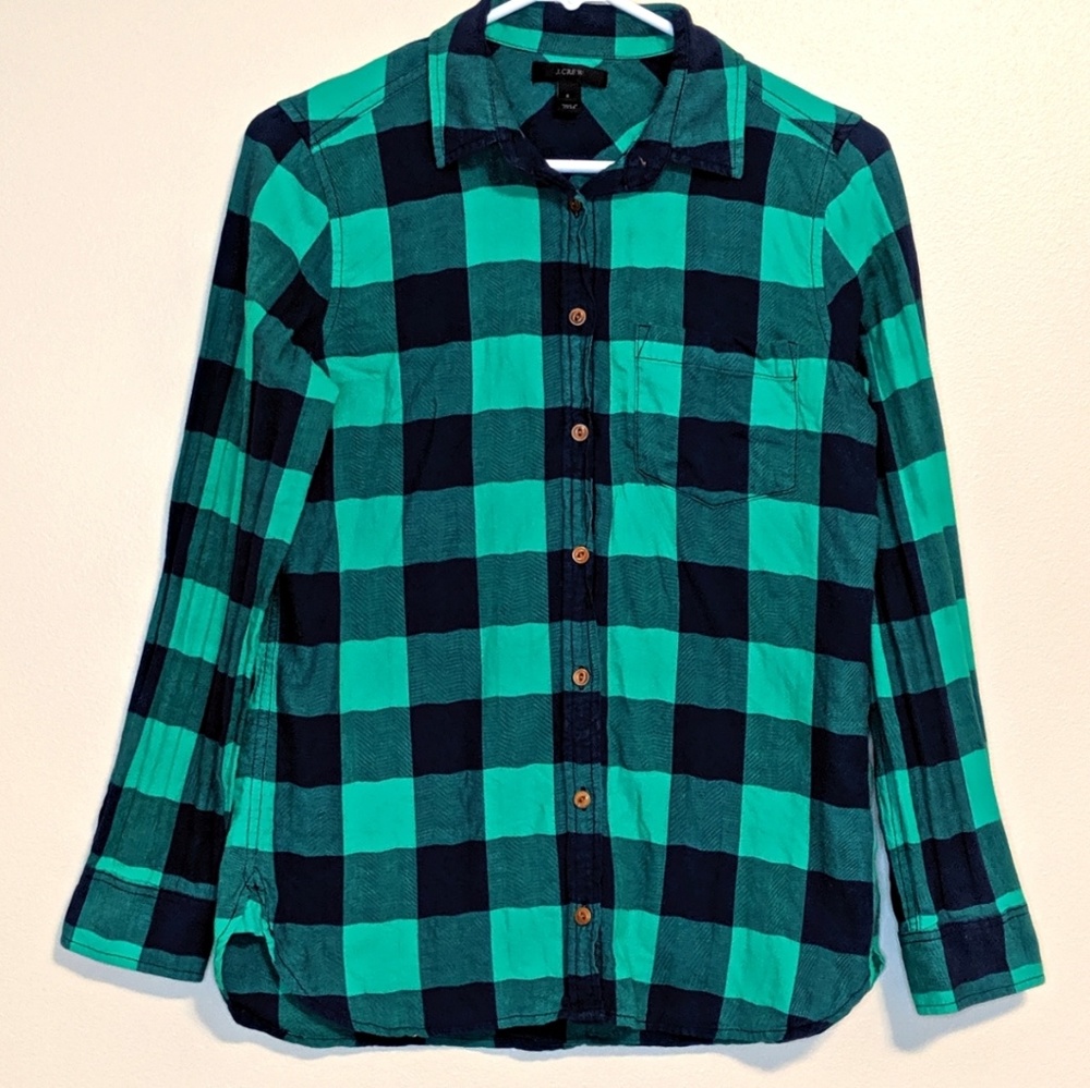 J. Crew Boy Shirt Emerald Buffalo Check